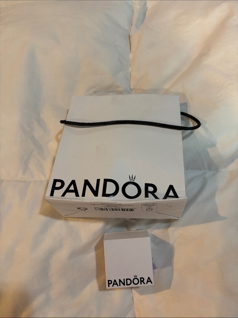 Pandora White and Black Branded Gift Bag with Box